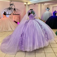 charming light purple sweetheart ball gown appliques beaded quinceanera sweet 16 15 year girl lace up back robe princesse femme