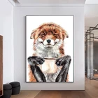 Абстрактная лиса, питьевая кофе, фотография с современными животными и плакатами, Настенная картина для гостиной, домашний декор
