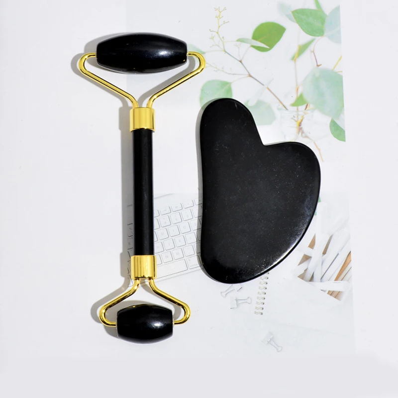 2 шт. обсидиановый брикет и каменный скребок для гуаши подтяжка лица натуральный