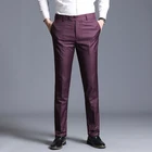 Мужские деловые повседневные брюки, черные эластичные Прямые классические брюки, весна-осень, 2020
