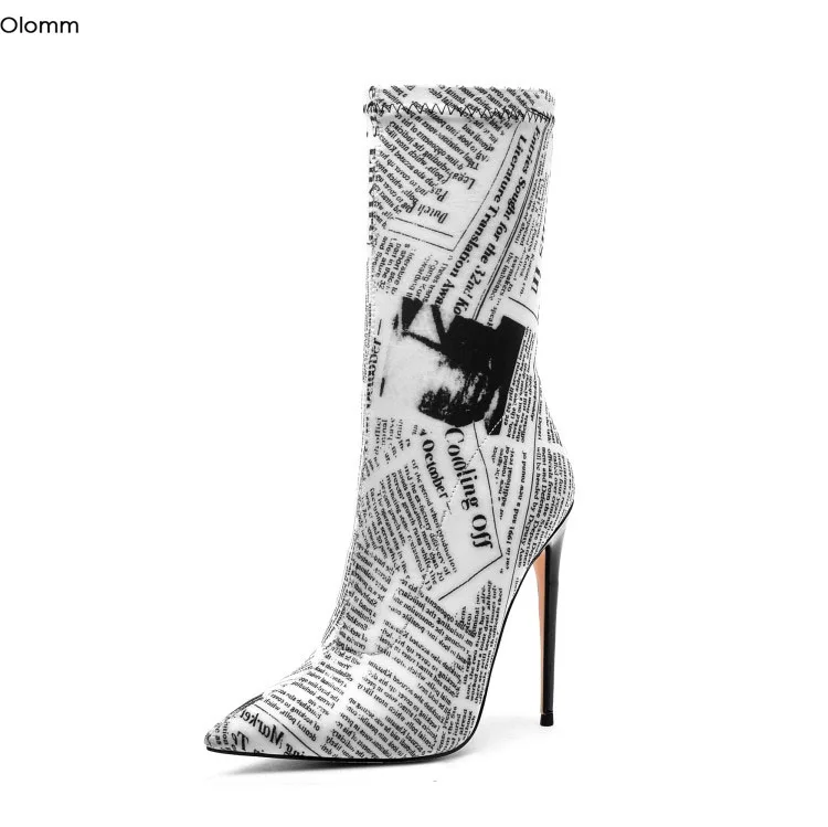 

Olomm 2020 Handmade Women Flexible Ankle Boots Sexy Stiletto High Heels Boots Pointed Toe Elegant Party Shoes Women US Size 4-13
