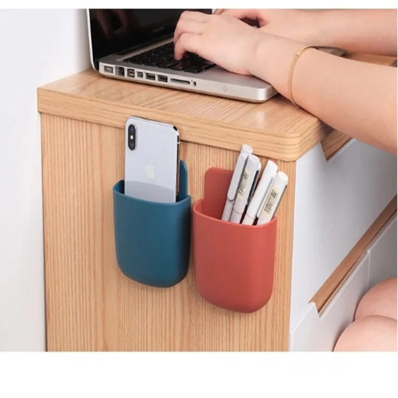 wall mounted organizer storage box remote control air conditioner storage case mobile phone plug holder stand container free global shipping