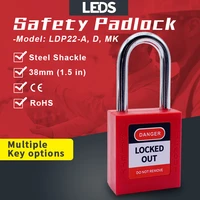 lockout padlock 38mm abs engineering plastic insulation steel shackle isolation security red loto lock with key leds ldp22