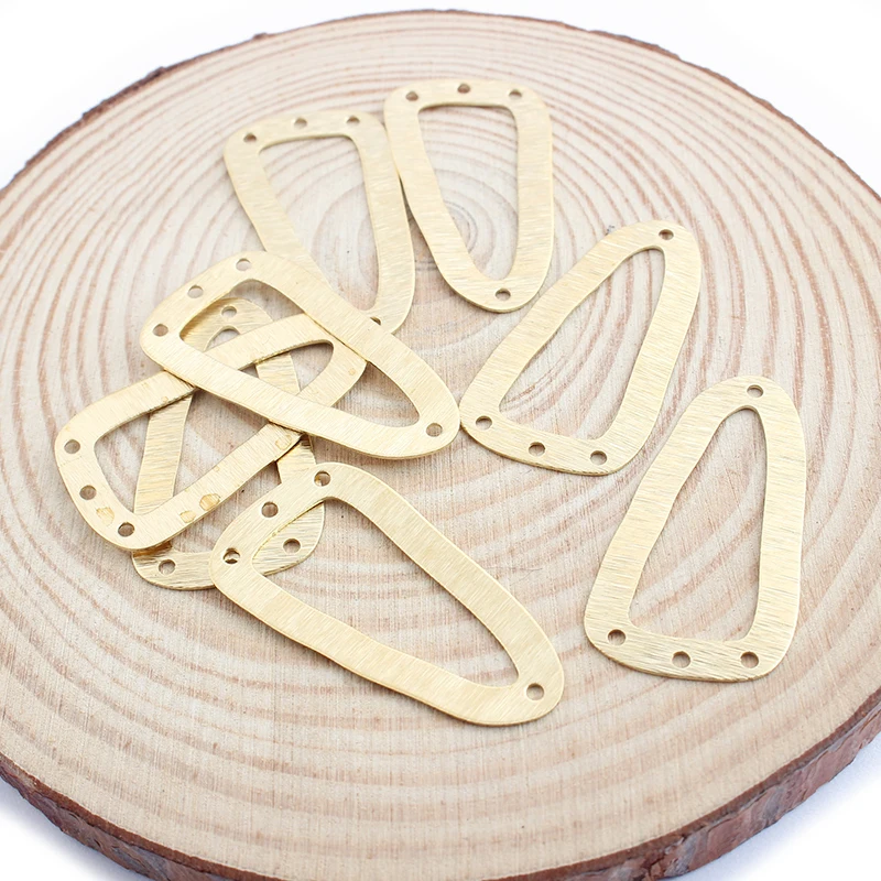 

10pcs Raw Brass Polished Crafts Hollow Open Bohemia Triangle Pendant Connector For Necklace Earring Jewelry Making Findings