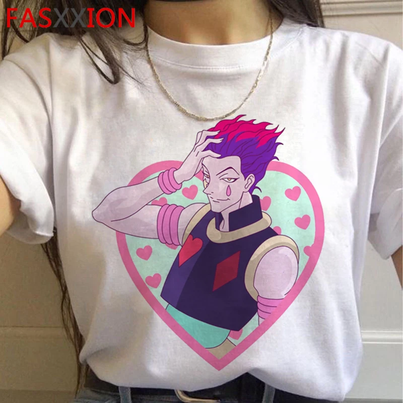 Футболка hunter x hisoka killua kurapika Женская милый топ в японском стиле Харадзюку tumblr