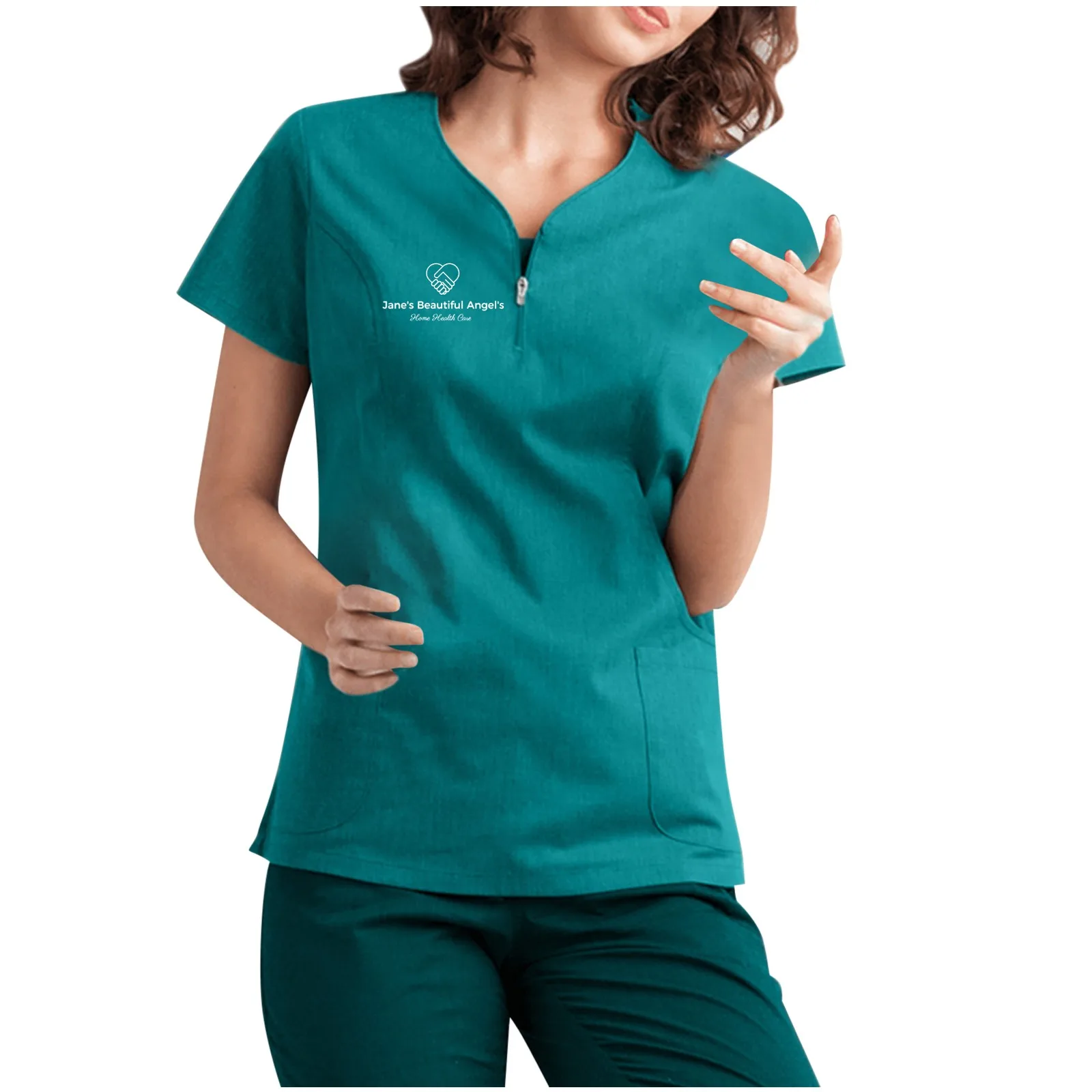 Однотонные скрабы для кормления униформа женщин с коротким рукавом V-образным