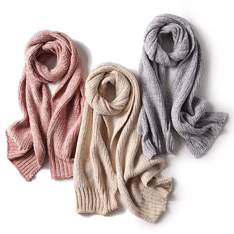 

Autumn Winter Warm Chenille Scarf Men Women Solid Ring Scarves Wraps 6 Colors Casual Street All Match Accessories Shawl 30*180cm