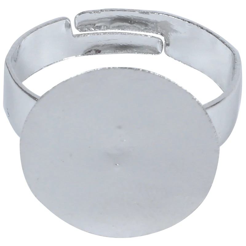 

10 Silver Tone GLUE ON Adjustable RING Blank Base 16Mm HOT