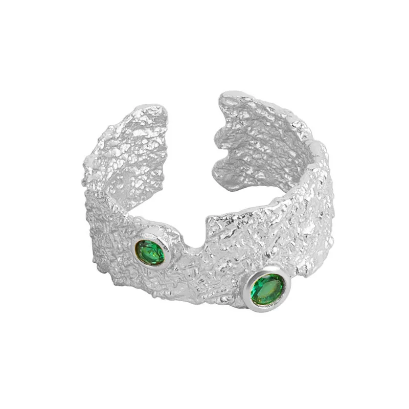 

Vintage Tin Foil Paper Pattern Ring For Women Punk Irregular Texture Geometric Round Rhinestone Couple Rings For Party Jewelry