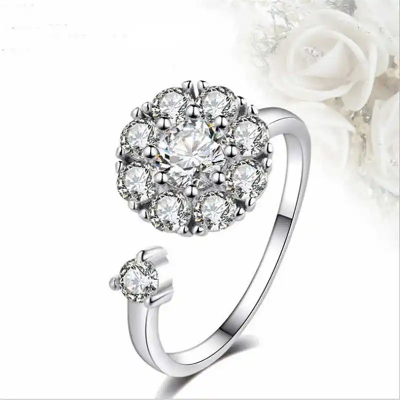 Богемные вращающиеся круглые кольца с фианитом для женщин обручальное кольцо