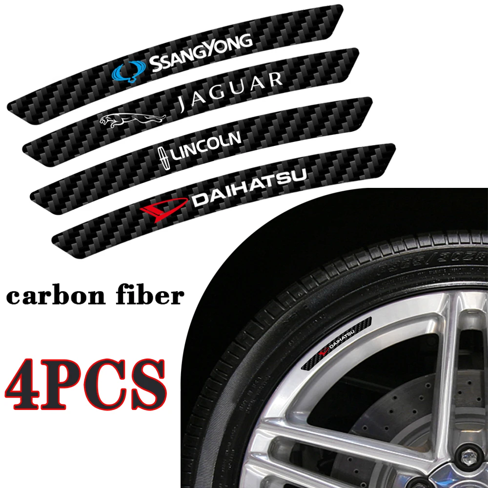 

4Pcs Car Carbon Fiber Wheel Rims Decoration Stickers Auto Accessories For Toyota Honda BMW Mercedes Benz KIA Mazda Renault Skoda