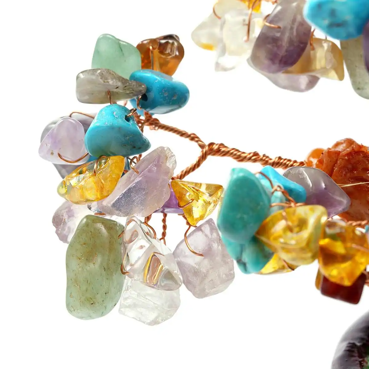 17cm Artificial Crystal Quartz Money Tree Feng Shui Aventurine Colorful Stone Trees for Wealth Mascot Home Room Ornament Gift