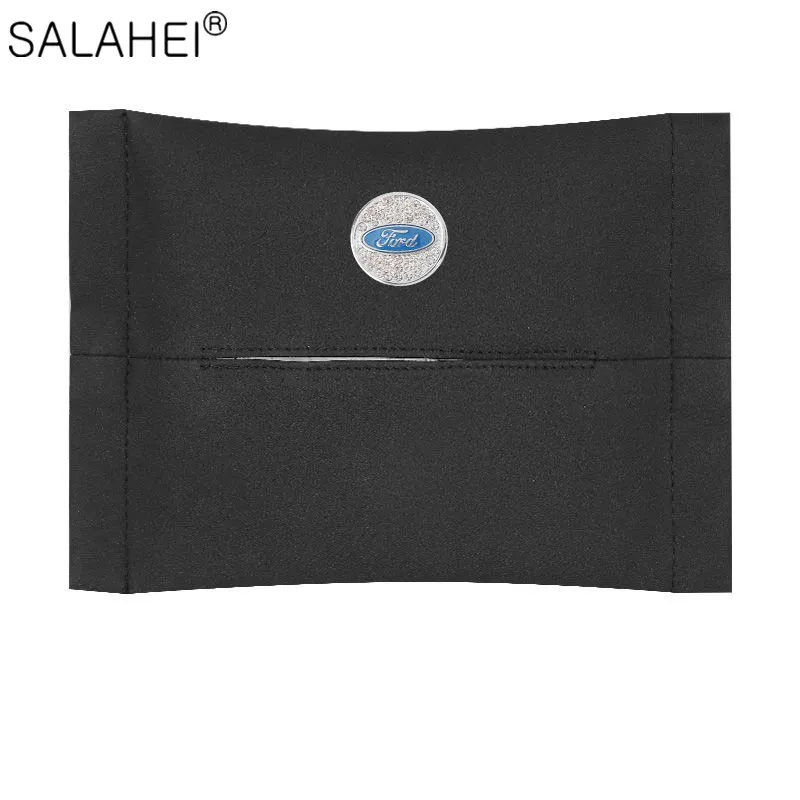 

1Pcs Car Tissue Box Crystal Logo Car Sun Visor Tissue Box Holder For Ford Focus 2 3 MK2 MK3 Fiesta Mondeo Mustang 2018 2015