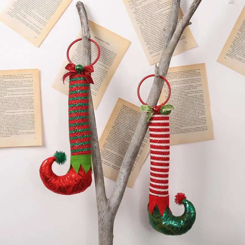 Креативные Висячие обручи для ног Elf дверные ручки рождественское Новогоднее