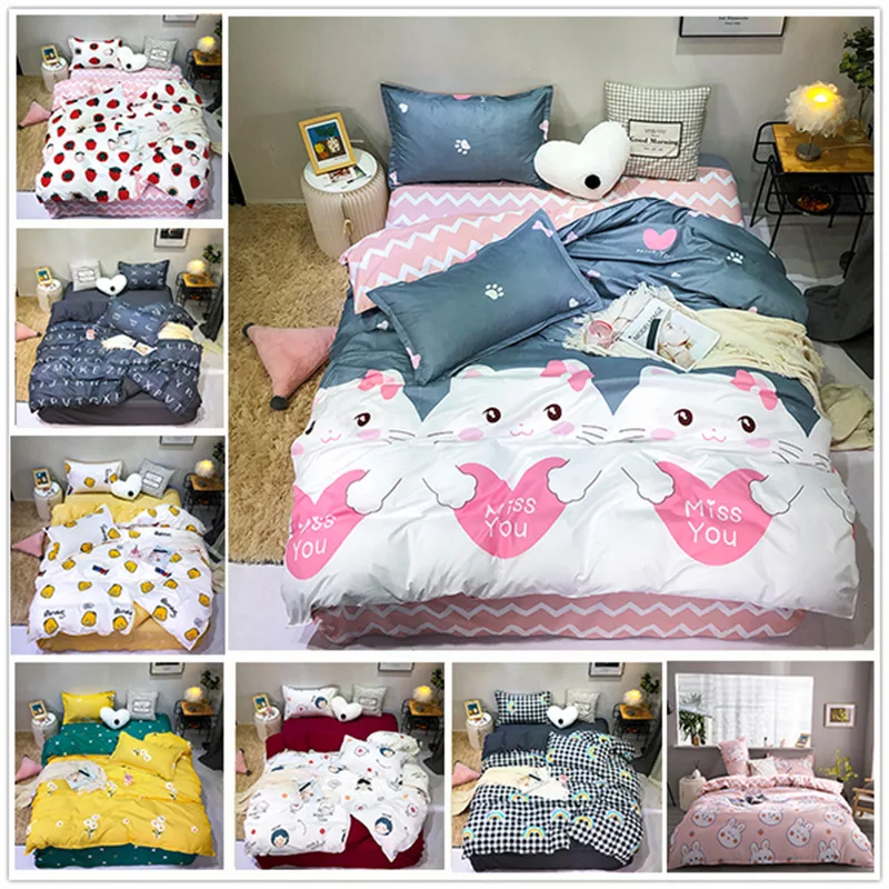 Детский комплект постельного белья с милым мультяшным рисунком двухстороннее