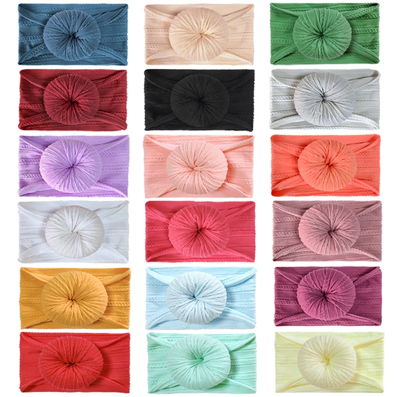 Вязаный детский Мягкий Нейлоновый эластичный ободок для волос с круглым