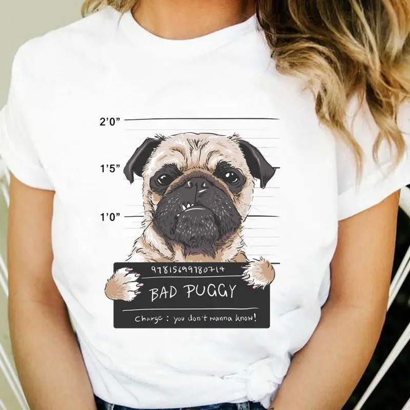 

Женская футболка с рисунком собаки и животного, с коротким рукавом