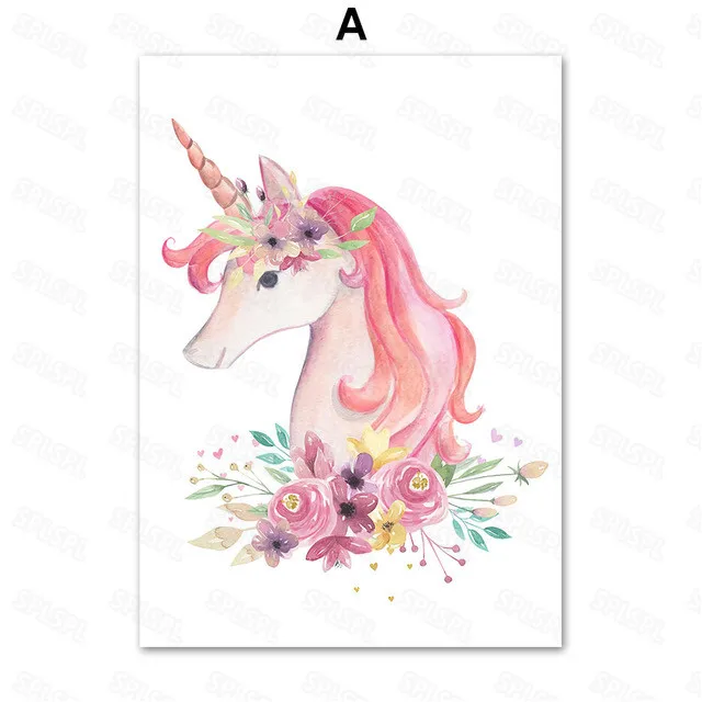 

Diamond Painting Cartoon Animals Small Fresh Simple Color Ink Painting Unicorns Flowers Wreath Girl Heart Decorative Painting