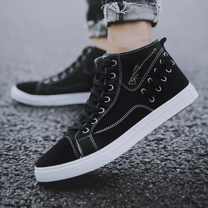 

Spring Fashion High Top Canvas Sneakers Men Shoes Outdoor Breathable Casual Walking Sports Footwear Zapatillas Hombre