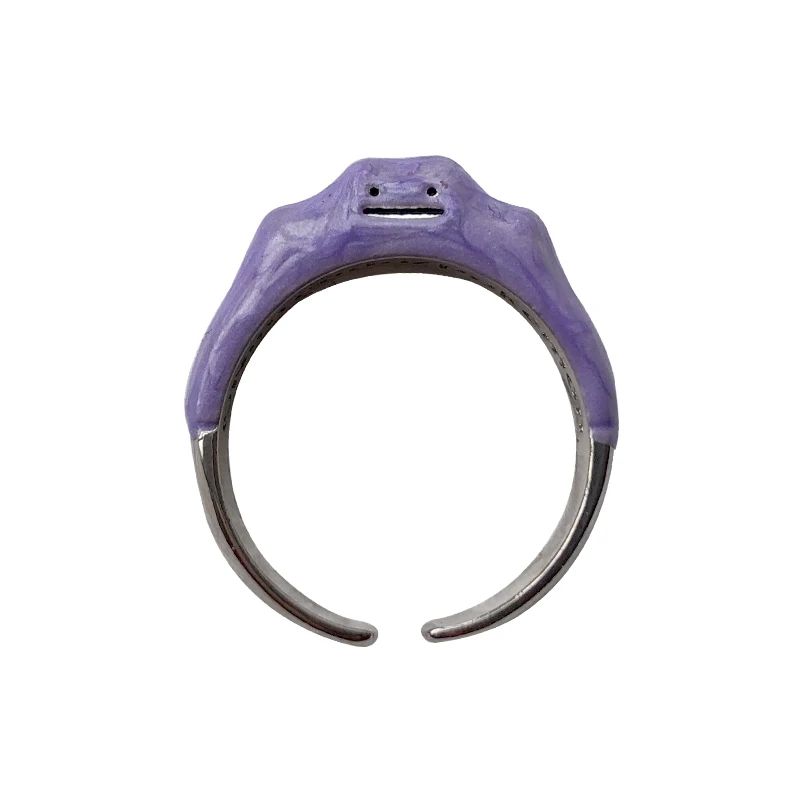 

Little Monster Ring ~ Cute Purple Korean Niche Design Online Red Cartoon Smiley Ring Female Switchable Index Finger Ring