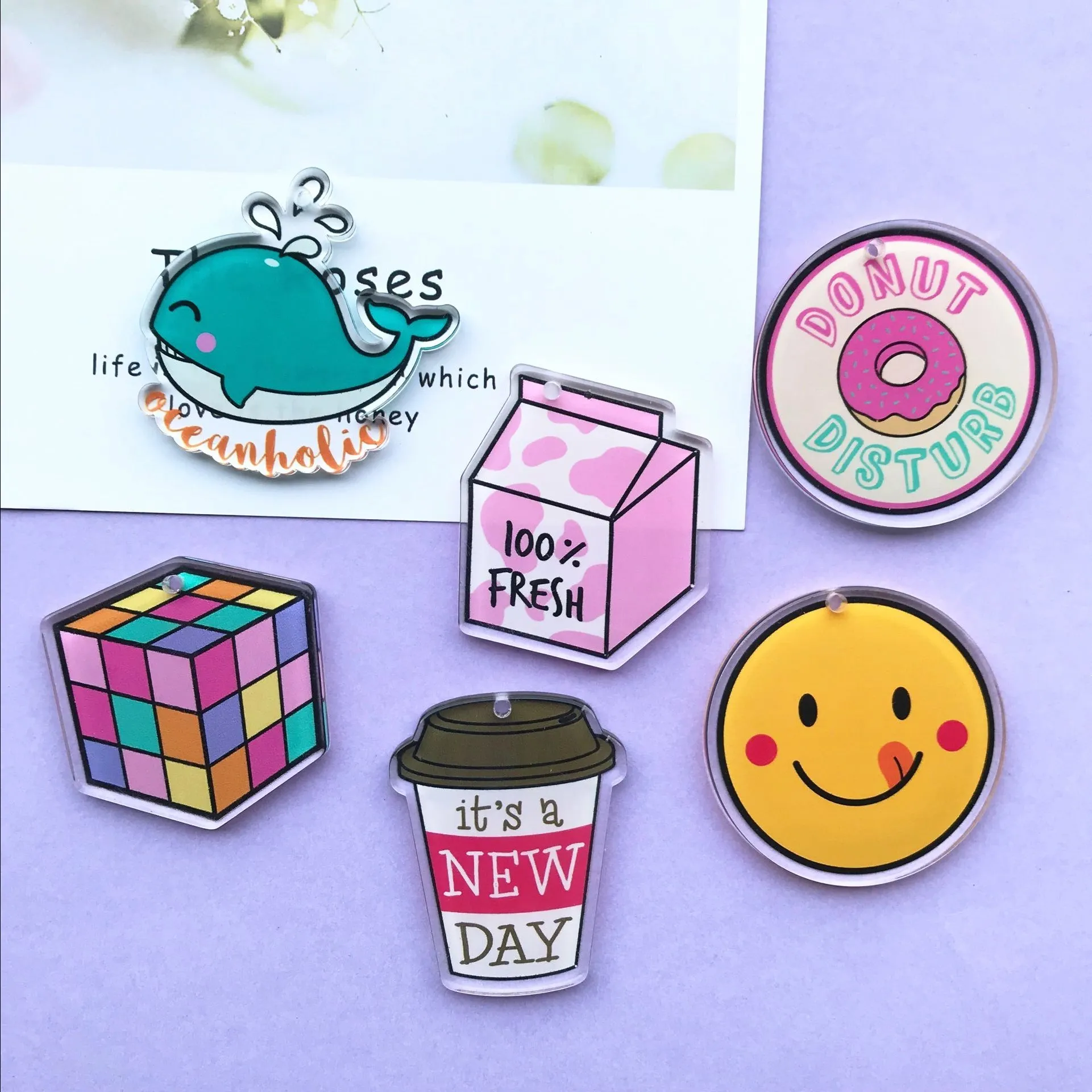 10 шт. Модные Акриловые Мультяшные смайлики doughnu из смолы подвески для украшения