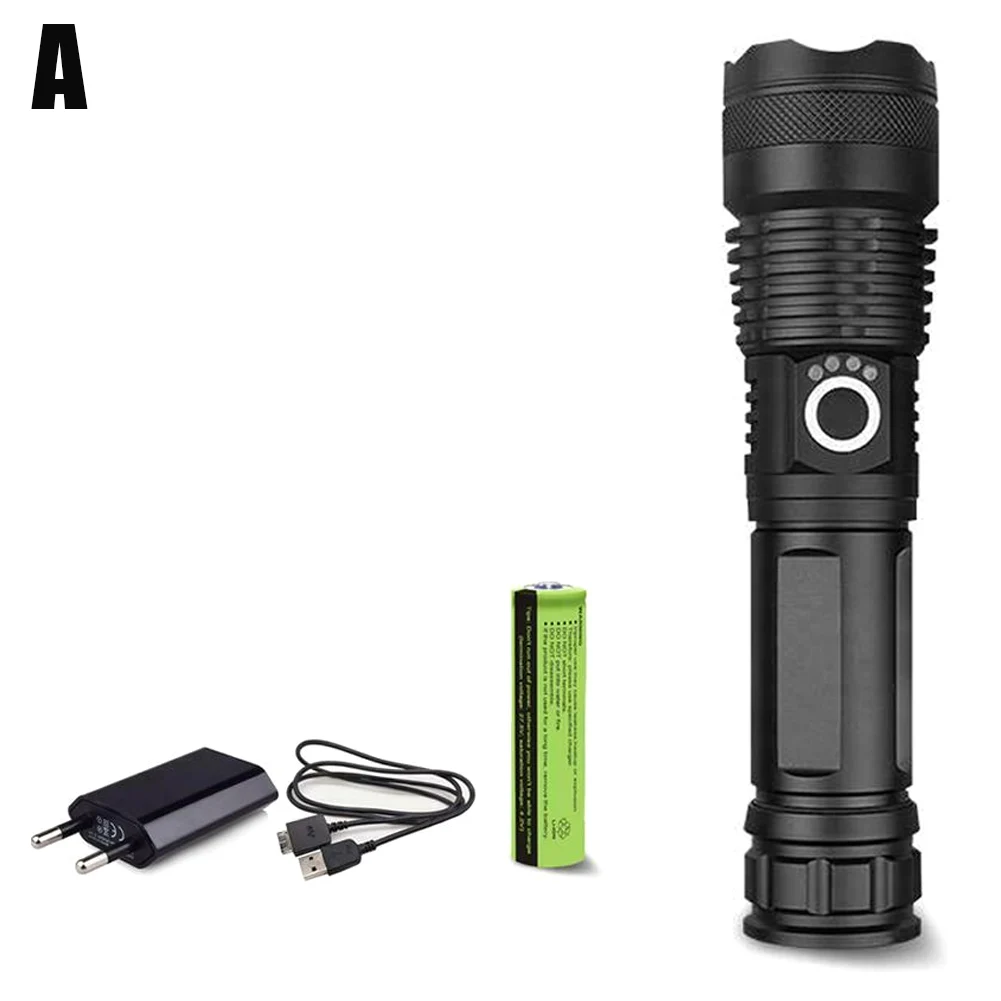 Горячая продажа 120000 лм мощный светодиодный фонарик USB фонарь с зумом индикатор
