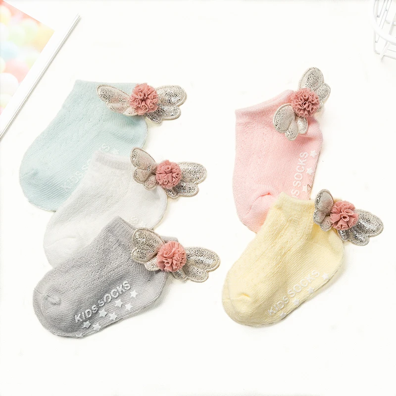 Girls Baby Socks Thin Cotton With Wings Non-slip Newborn Children | Детская одежда и обувь