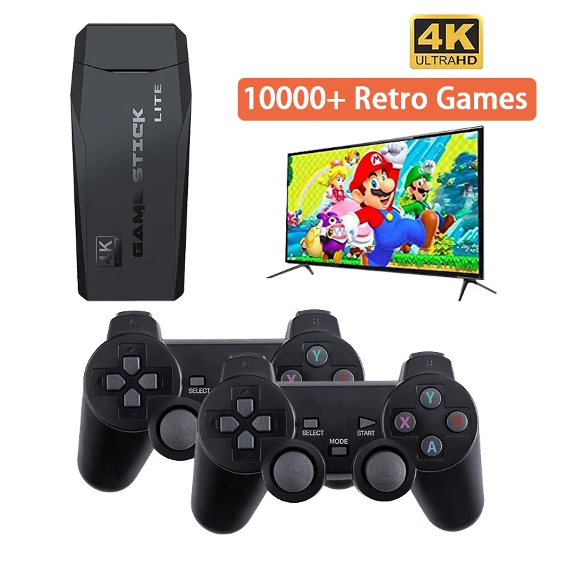 

ACEPRIL New 4K HD Retro Video Game Console 2.4G Double Wireless Controller For PS1/GBA Classic Retro TV Game Console 10000 Games