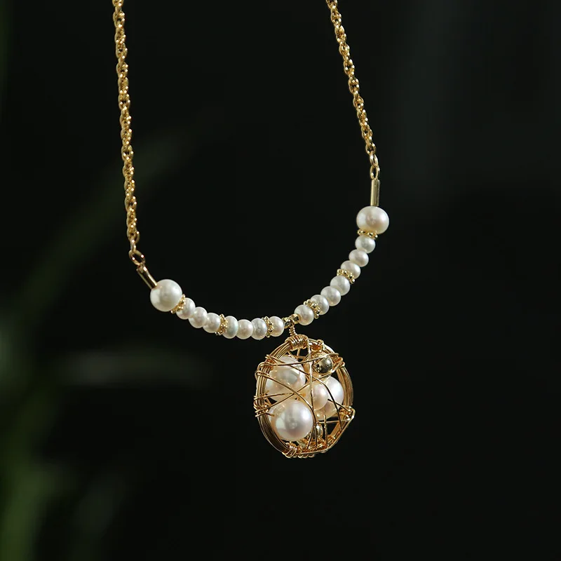 

GREEN PURPLE Natural Fresh Water Baroque Pearl Necklace For Women Girls Wedding Wholesales Luxury Jewelry Pendants Chain
