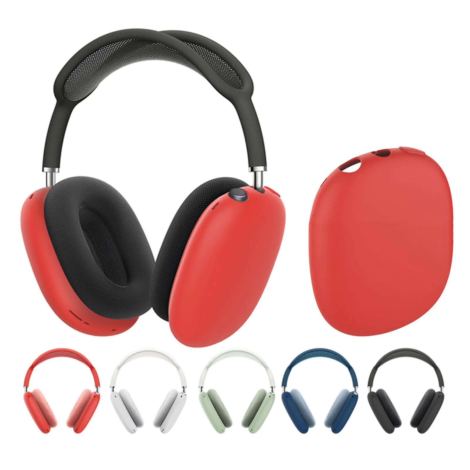 

1 Pair Silicone Protective Sleeve Case Sleeve Skin Cover For AirPods Max Wireless Headphone Shockproof With Anti-slip