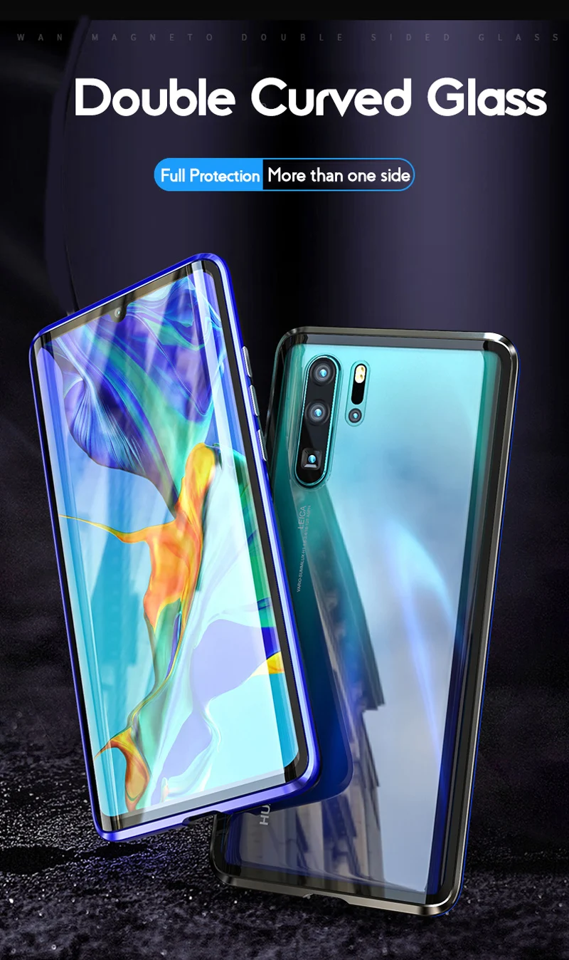 Двусторонний чехол с магнитным стеклом для huawei P20 P30 mate 20 10 Pro Lite mate 20X