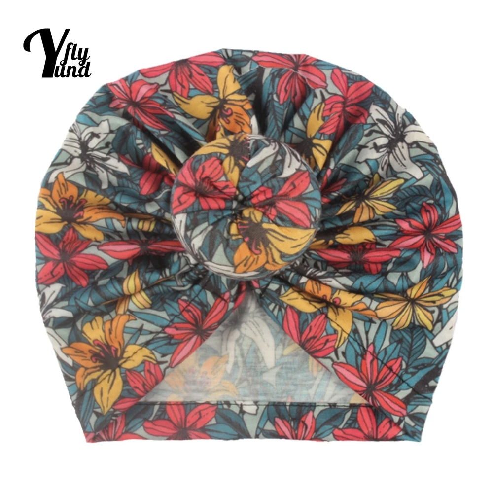 Yundfly 19*18 см винтажный принт шапка тюрбан для маленьких девочек Модный цветочный