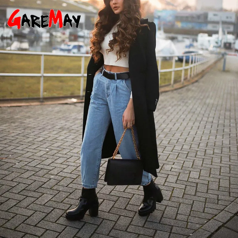 Женский двубортный Блейзер GareMay длинный Свободный Повседневный тренчкот Офисная