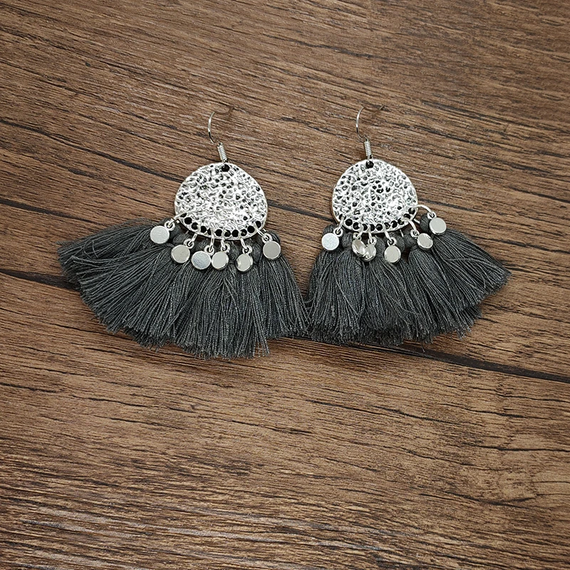 Женские серьги с кисточками WICHMOMO Ретро стиль серебро цинковый сплав