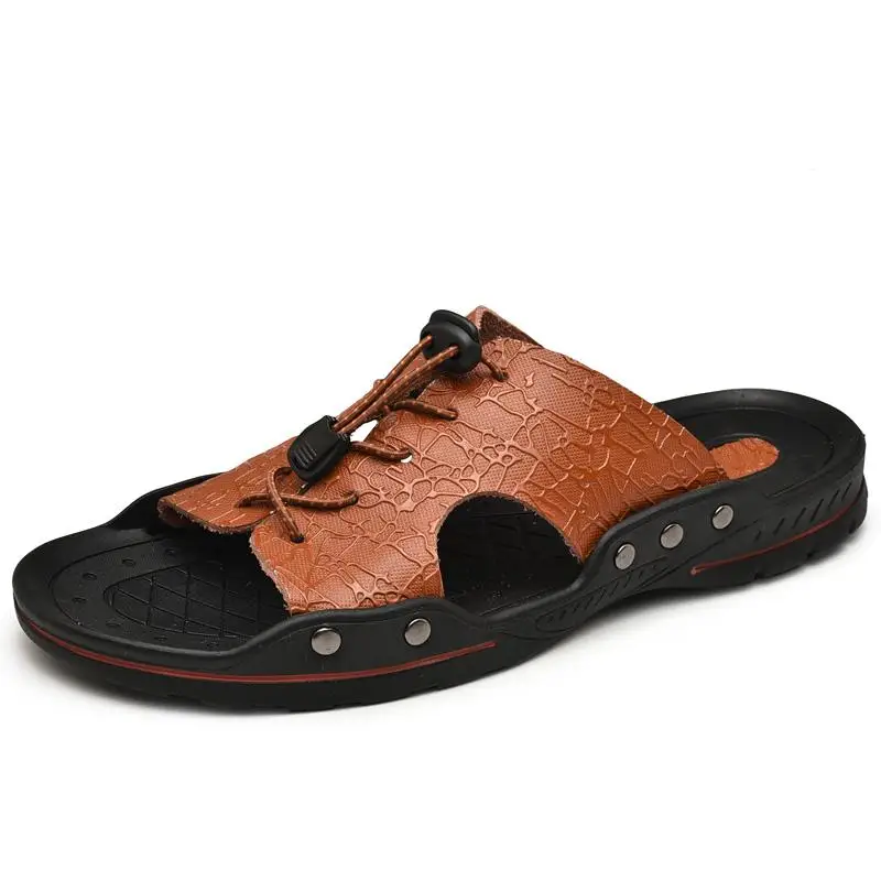 Летние мужские сандалии мужская кожаная удобная обувь для пляжа Мужская модные