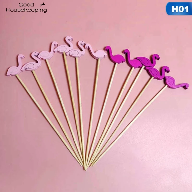 100 шт Фламинго бамбуковая палочка буфет ананас кактус листья фрукт для кекса