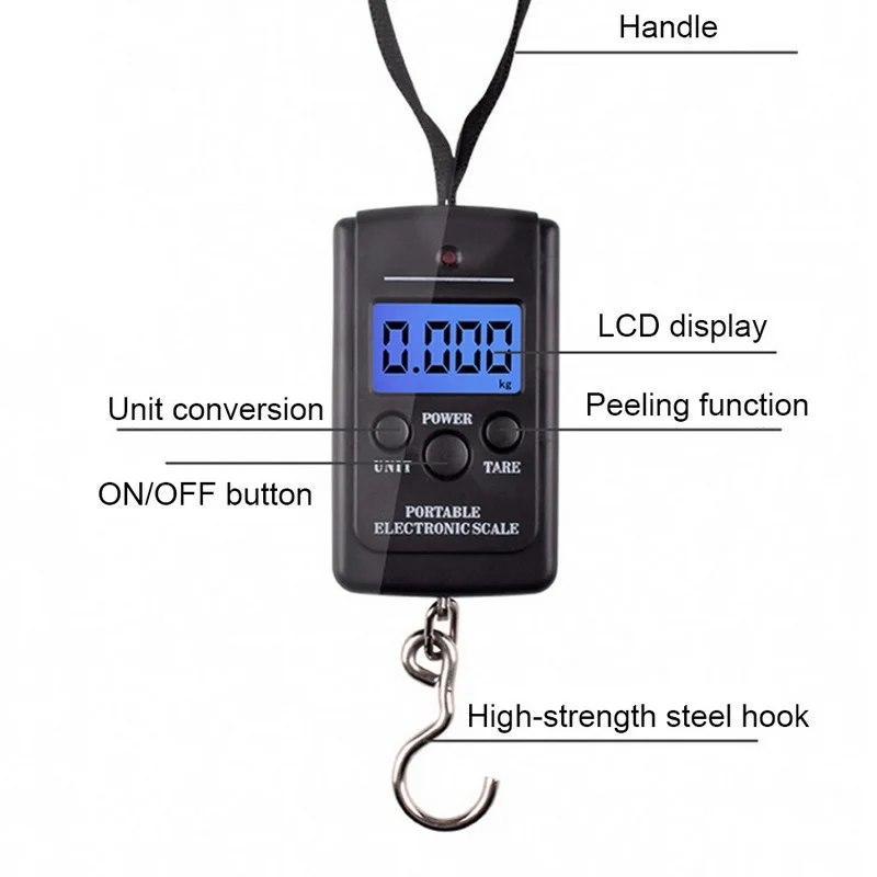 Весы электронные светодиодсветодиодный с крючком для багажа 40 кг/50 кг|Весы| |
