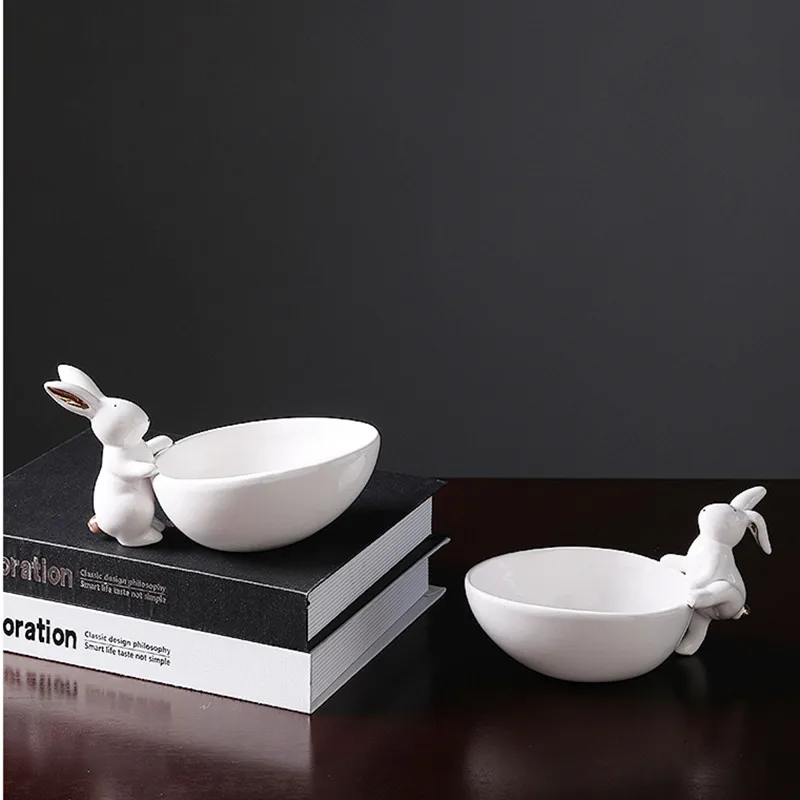 Керамическая Фруктовая тарелка декоративный поднос для хранения кролика