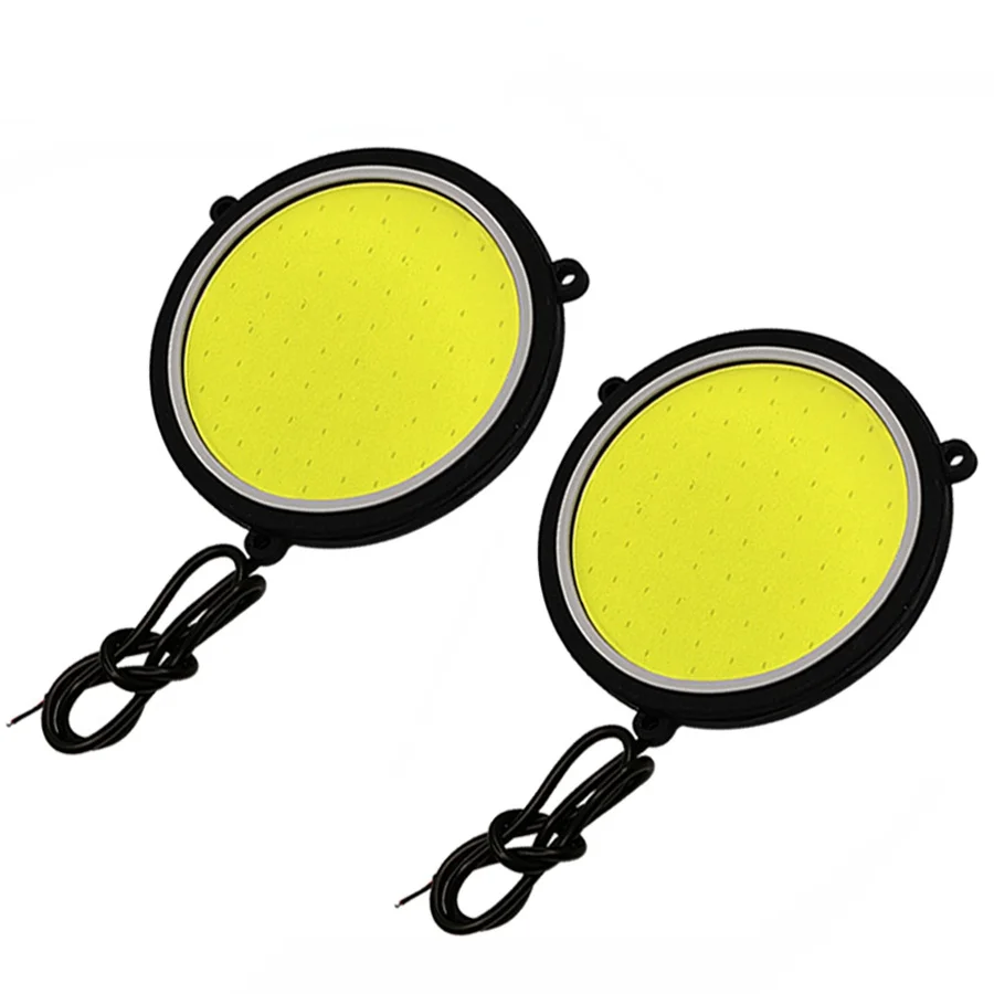 

2Pcs Car LED DRL Daytime Running Lights High Power Round Shape COB Bulbs Auto Driving Fog/Trunk Lamp White 90mm 12V