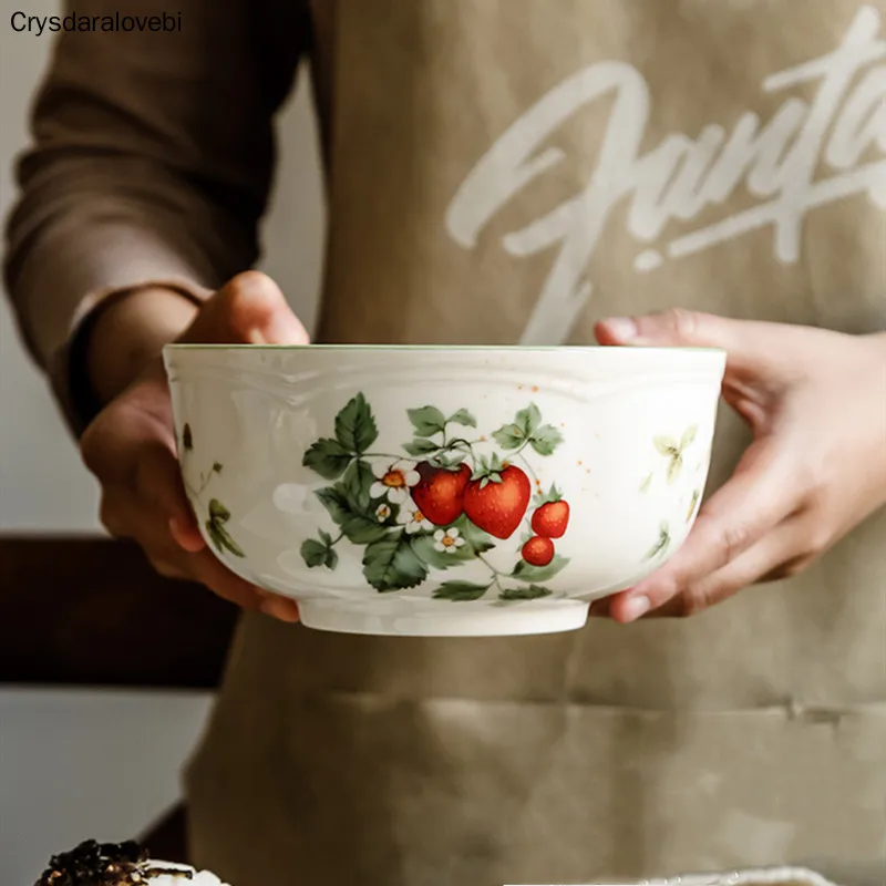 Ретро клубника тарелка крем керамическая овальная Тарелка Глубокая миски для