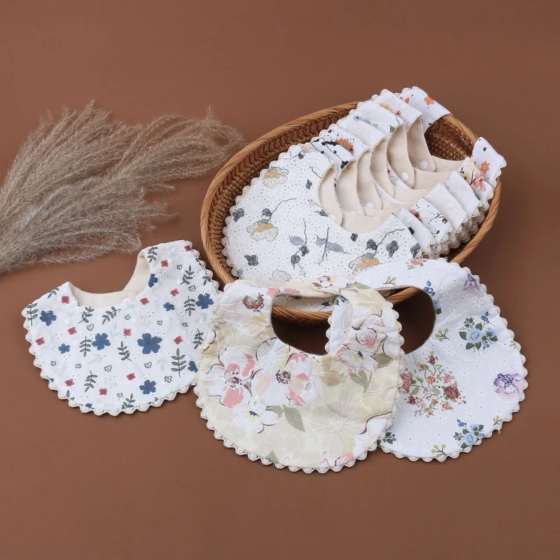 

Baby Bibs Princess Embroidery Floral Bandana Saliva Towel Newborn Feeding Scarf