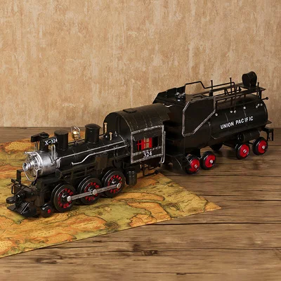 

Retro nostalgic vintage simulation steam locomotive tin model decoration leisure bar ornament bar cafe, gift, collection