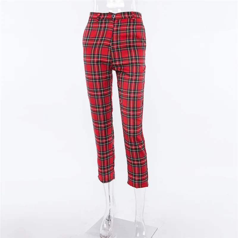 

Summer Women's High-waisted Plaid Printed Wide-Leg Harem Trousers Female Pants
