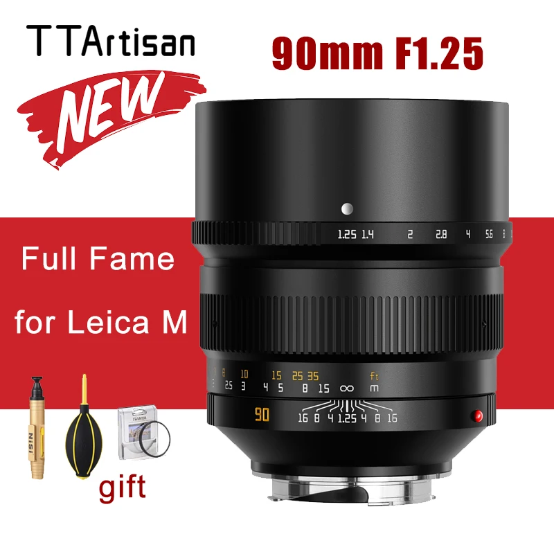 

TTArtisan 90mm F1.25 Camera Lens Full Fame Lens for Leica M Mount For Leica M-M M240 M3 M6 M7 M8 M9 M9p M10 Camera