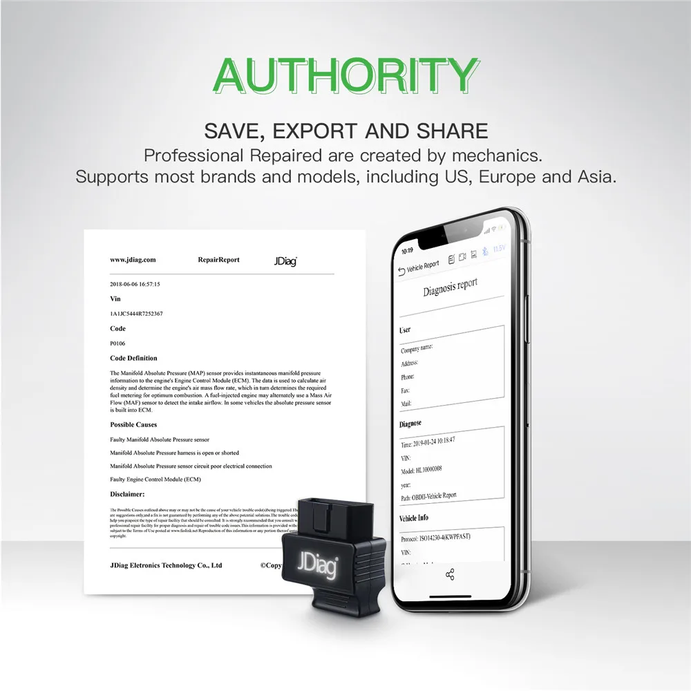 

JDiag Faslink M2 OBDII OBD2 Scanner Bluetooth 4.0 Auto Fault Code Reader For iPhone iOS / Android OBD2 Diagnostic Tool PK ELM327