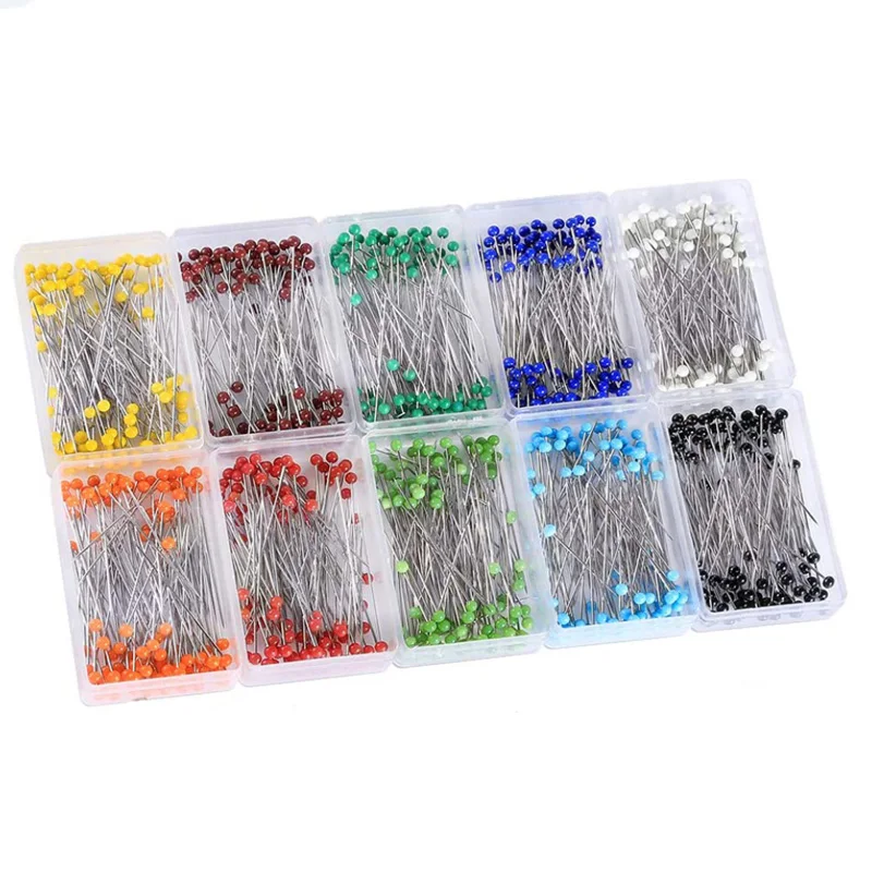 

100 pcs Sewing Needles 38mm Glass Ball Head Thumbtacks Straight Pins Stitching For Dressmaking Jewelry Decor DIY Sewing Tools