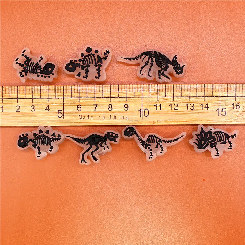1pcs Luminous Shoe Charms Fluorescent Black Dinosaur Skeleton PVC Shoe Accessories Decoration Fit Croc Jibz Party Kids Gifts
