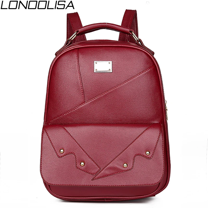 Простой женский рюкзак из мягкой кожи модные школьные сумки с заклепками для