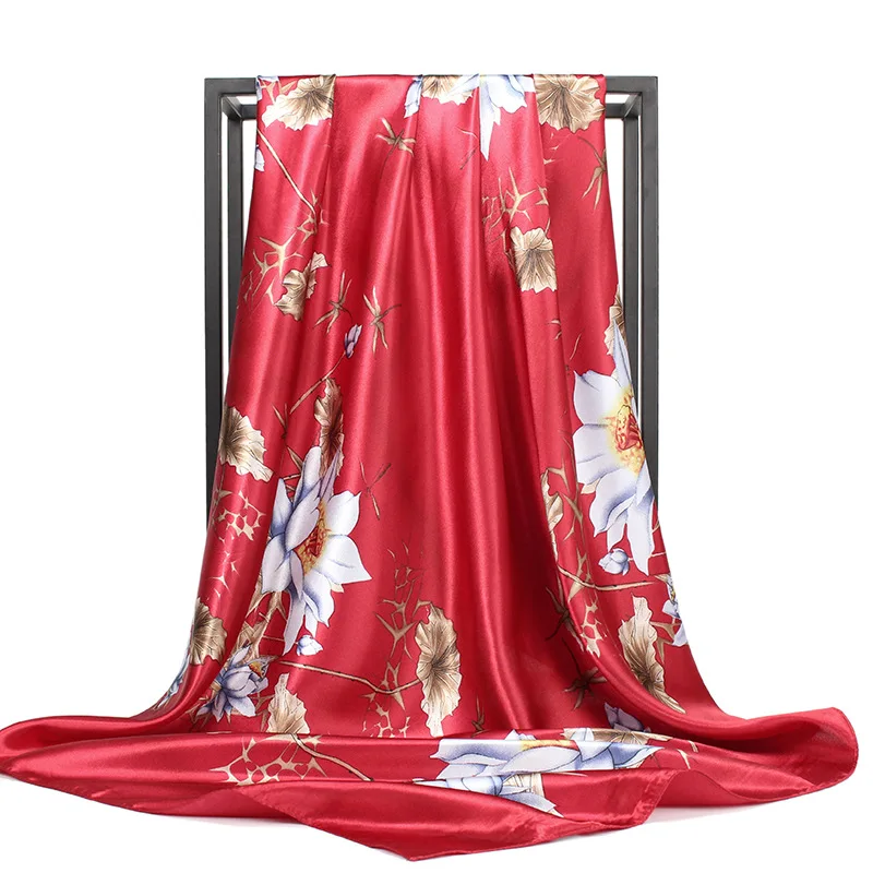 Новые стильные большие квадратные шарфы с китайскими цветами женские элегантные