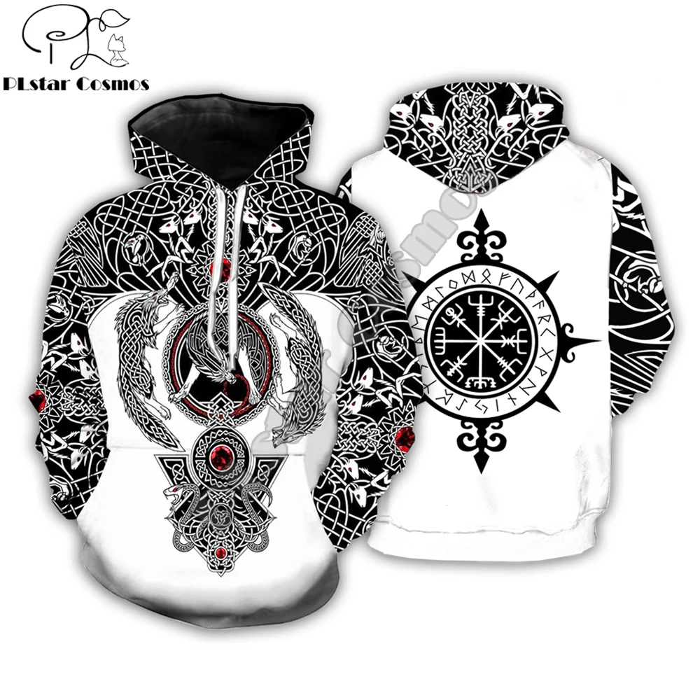 Новинка 2019 модные мужские толстовки с татуировками футболка 3D принтом викингов